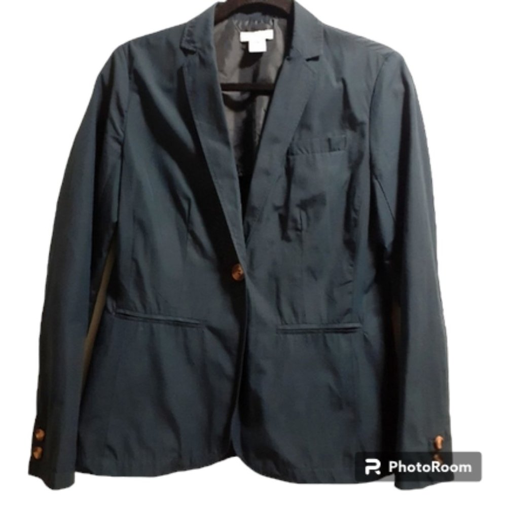 PURE ALFRED SUNG Navy Blue Cotton Blend Long Sleeve Jacket - Size M